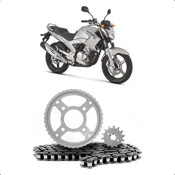Kit Relação Transmissão Yamaha Fazer 250 Ys 2005 a 2017 Transmissão Com Retentor Prateado