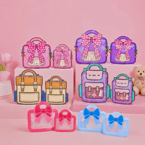 10 Sacos Embalagem Lembrancinha Aniversário Estilo Mochila e Bolsa com Laço Fofo YH8163 .64.65