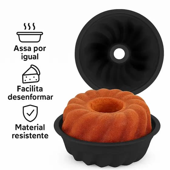 Forma Pequena assadeira de Silicone para Bolo com Cavidade – Antiaderente, Para Forno/Airfryer