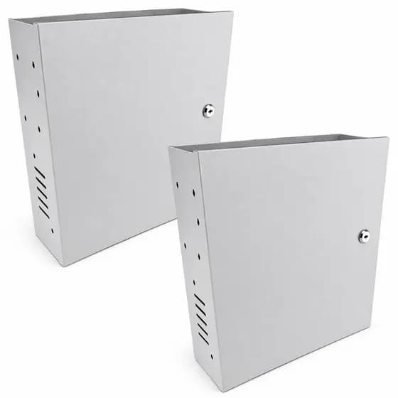 Kit 2 Caixas Mini Vertical Com Fechadura Dvr Cftv Metalica