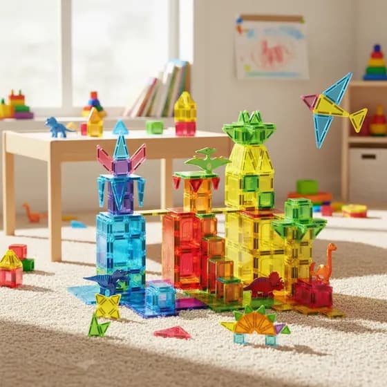 BRASTOY Blocos Magnéticos Para Montar Dinossauro 108 Peças STEM Educativo Montessori para Crianças