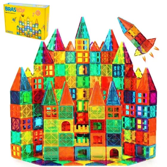 BRASTOY Brinquedo Montar Magnético Janela Colorida - Desenvolve Criatividade Infantil