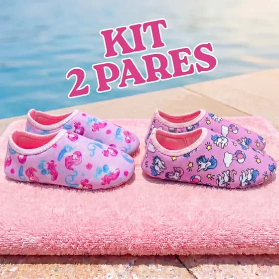 Kit 2 Pares Sapatilha Aquática Antiderrapante Infantil Menina Bebê Areia Praia Piscina Envio Rápido