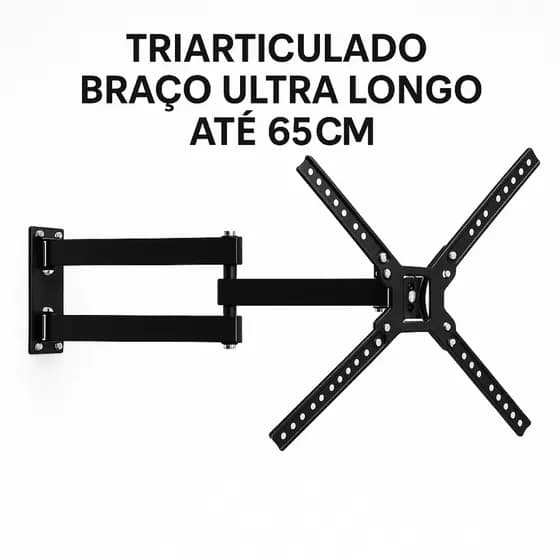 Suporte Tv Parede Braço Longo Tri Articulado Com Inclinação Até 55"