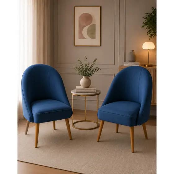 kit 2 Cadeira Lua Decorativa Poltrona Lua Sala de Estar Salão Quarto Estética Decoração Recepção-EXTRA AZUL