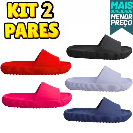 Kit De Dois Pares de Chinelo Nuvem Unissex Mega Promoção 34 Ao 44