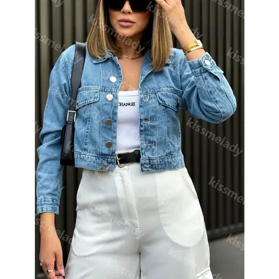 maisbonitomoda 4022 jaqueta jeans feminina casaco blusa casaco bulsas feminina de frio manga longa