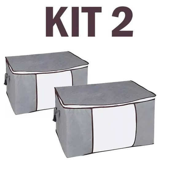 KIT 2 Caixa Saco Organizador Cobertor Casaco Guarda Roupa Ecológico Anti-Poeira Umidade Insetos Multiuso