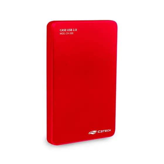 Case para HD Externo C3Tech, USB 2.0, Vermelho, CH-200RD