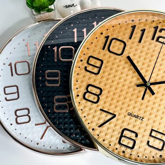 Relógio de Parede Redondo Rose Gold Branco Cinza Preto 20cm 25cm 30cm Casa Cozinha Sala Multiuso