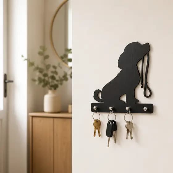 Porta Chave Cachorro com Coleira Enfeite de Parede Decoração Sala de Estar