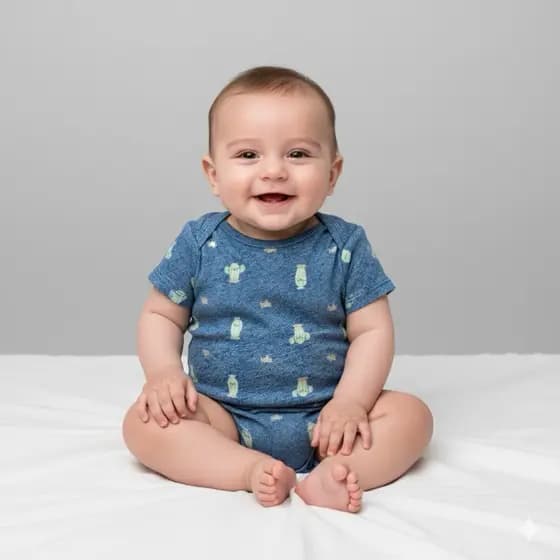 Body bebê Menino Algodão com Elastano Fresquinho e Confortável Estampa de Safari na Praia Brandili