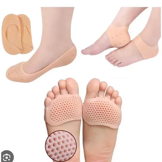 Kit com 3 Pares de Palmilhas para Pés Calcanhar e Dedos Meias de Silicone Pés Saúde Oferta Entrega Rapido