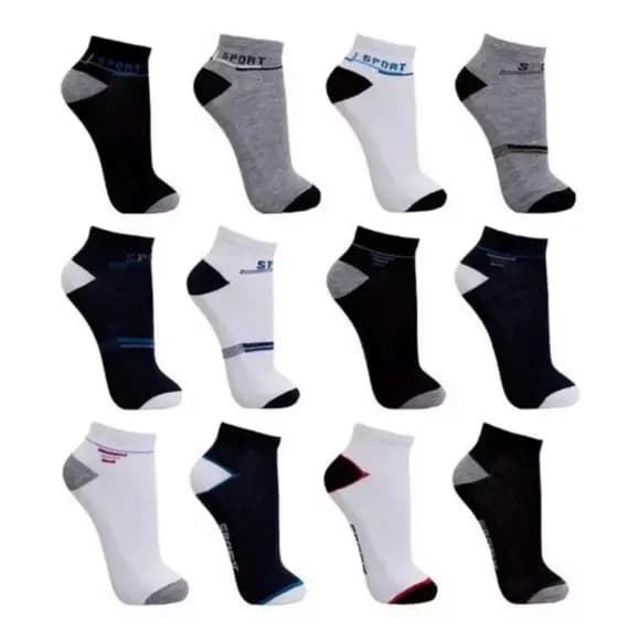 Kit Ate 12 Pares de Meia Soquete Cano Curto Masculina Estampada Sortidas 40-46