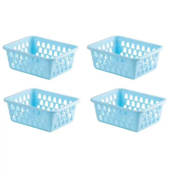 Kit 4 Cestos Plástico Pequeno Cozinha Gaveta Versátil Organizador