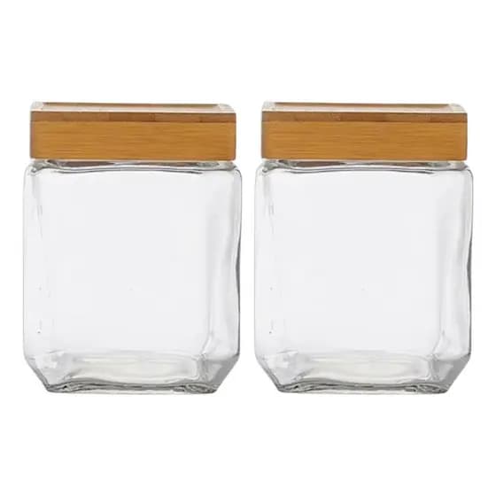 Kit 2 Potes de Vidro Hermético com Tampa Bambu para Biscoitos 1250ml