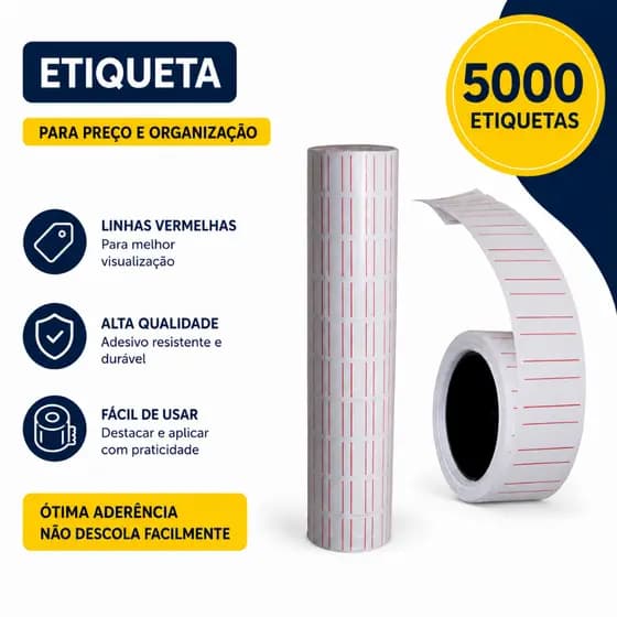 10 Rolos de Etiquetas Para Etiquetadora De Preço Mx5500 Fixxar kit com 10 rolo Etiqueta Adesiva