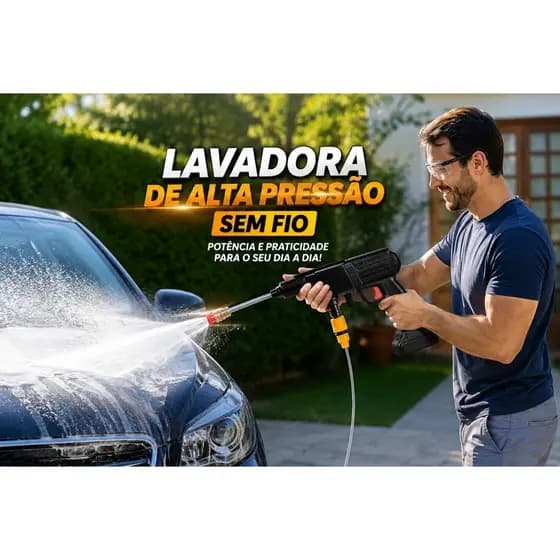 Pistola Lava Jato Portátil Recarregável Kit 8 Peças Limpeza