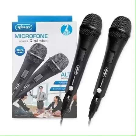 MICROFONE DINÃMICO HIFI ALTA DEDINAÇÃO UNIDIRECIONAL COM 2 MICROFONE COM FIO KNUP KP-M0015