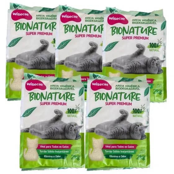 Kit Com 5un E 10un Areia Higiênica De Mandioca e Milho Para Gatos Wisecat 2kg ou Kets 4kg Biodegradável Envio Imediato