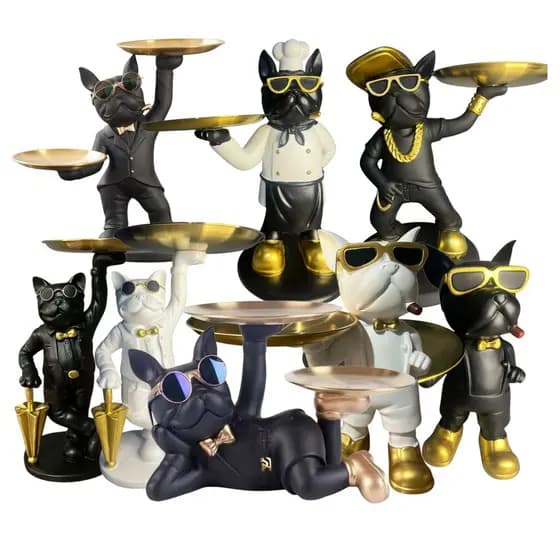 Estátua Decorativa de Bulldog para Casa – Objetos de Decoração em Vários Modelos