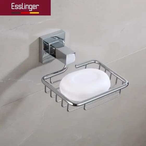 Saboneteira Quadrada Cromada Parede Aço Inox Banheiro Design Moderno