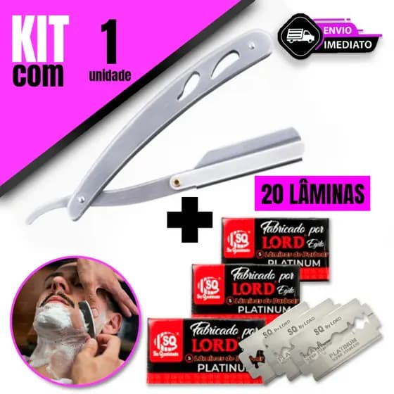 Kit Navalha Navalhete + Lâminas de Barbear Para Acabamento Barba Navalha