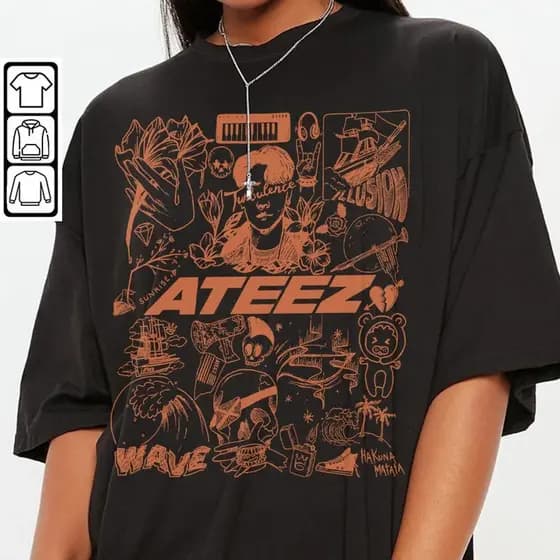 Camiseta T-shirt Unissex Algodão Ateez Grupo Kpop sweatshirt