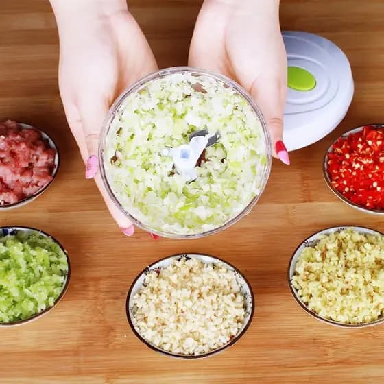 Triturador De Alho Mini Processador Manual Cebola Temperos Legumes Verdura Alimentos Cozinha 250ml