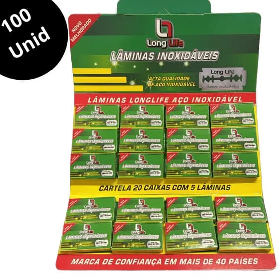 kit 100 Lâminas duplas Para Barbear, Long Life Platinum Profissional Premium Barbearia