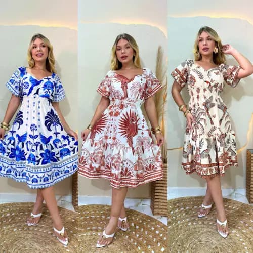 Vestido Curto feminino Com Lastex Na cintura casual soltinho, vestido com decote V, vestido com babado