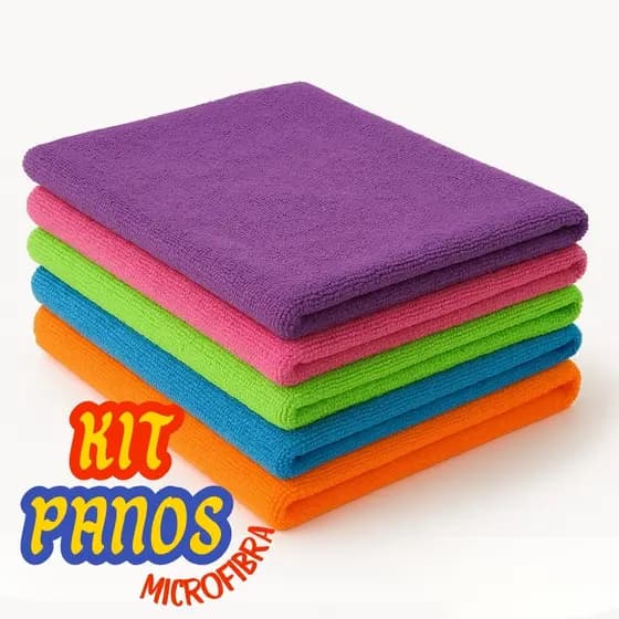 Kit Pano Microfibra Flanelado Multiuso Limpeza Alta Absorção