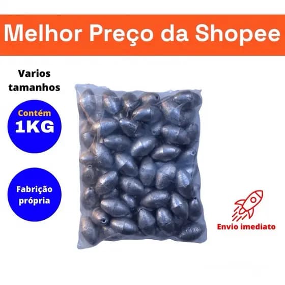 Chumbada para Pesca, Pacote com (1000g), modelo Oliva, chumbo para pesca *PROMOÇÃO*
