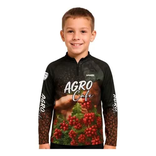 Camisa Agro Infantil Café Agricultura Com Proteção Uv+50