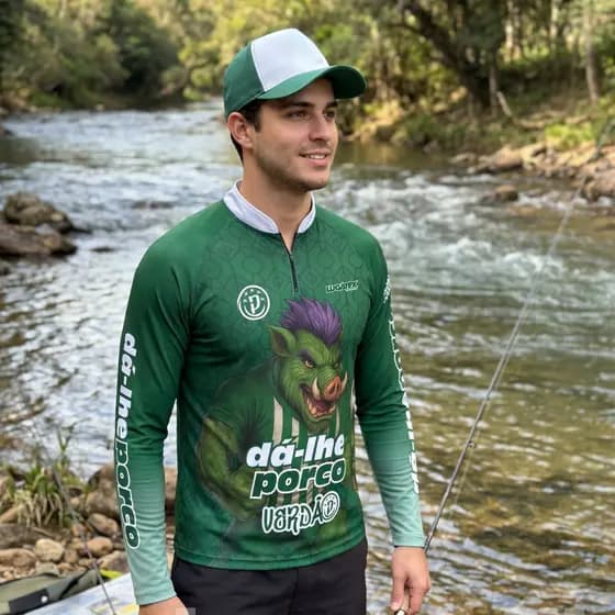 Camisa de Time Pesca Verdão com Proteção Solar UV50+