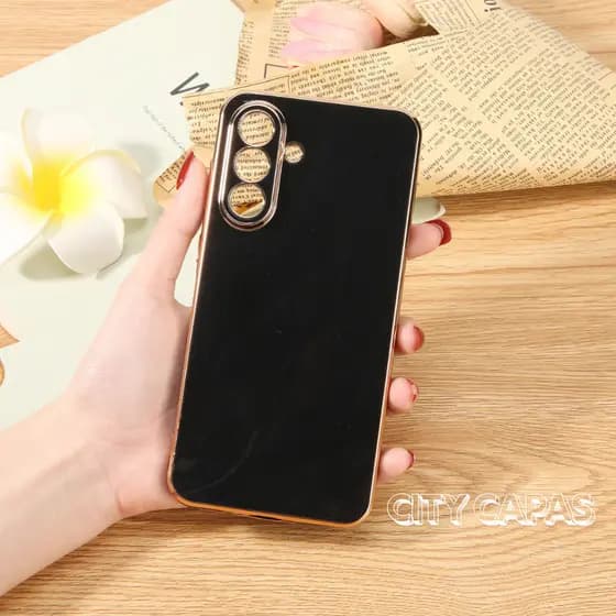 City Capas - Capinha Samsung A54 A34 A24 A14 A04 A55 A35 A25 A15 A05 M54 M34 M14 F54 Borda Dourada