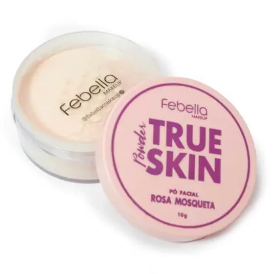 Pó solto rosa mosqueta FEBELLA true skin finalizar maquiagem PR6101