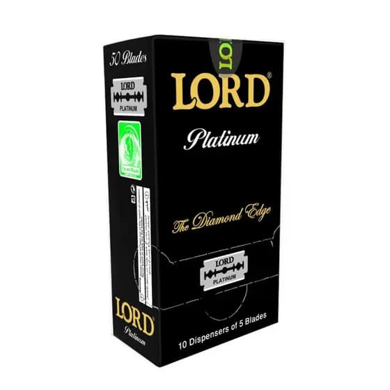 Lâminas de Barbear Lord Platinum – 50 Unidades (10 Dispensers de 5 Lâminas) – Aço Inoxidável Egípcio