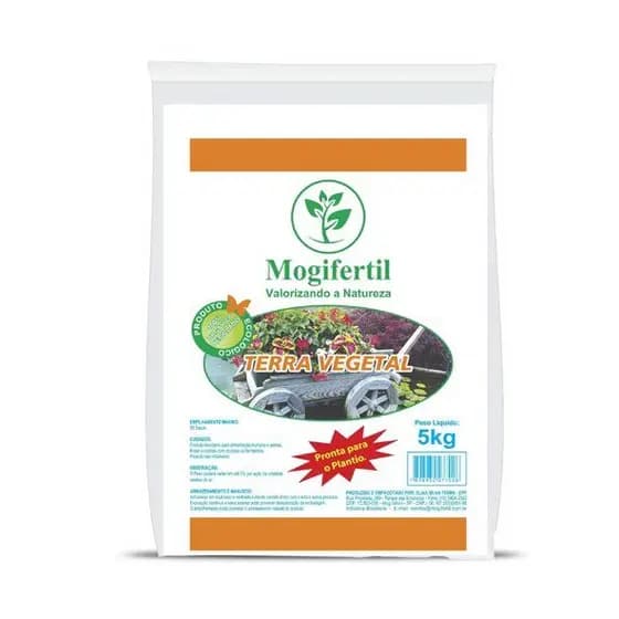 Mogifertil Terra Vegetal Adubada 2kg e 5kg – Substrato Fertilizado para Hortas, Vasos e Jardim
