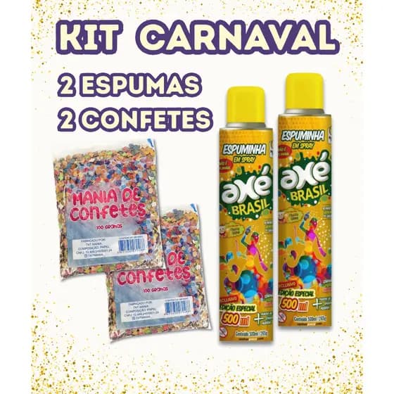 Kit Carnaval 2026: Espuma 500ml + Confete 100g – Bloquinho, Festa, Material Escolar e Frete Rápido!
