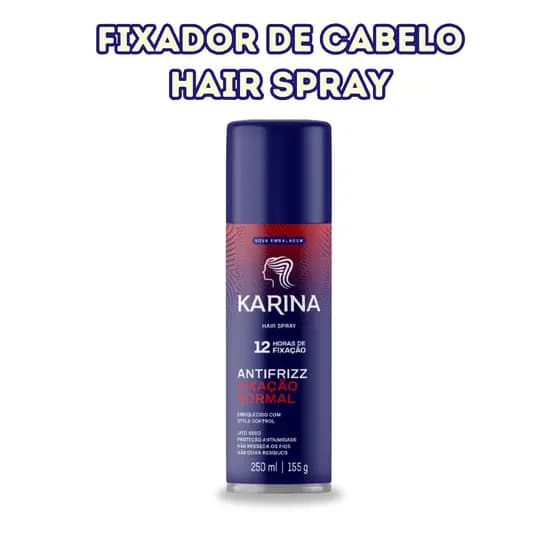 Hair Spray Feminino Karina 250ml Fixação Normal – Brilho Natural – Sem Frizz – Uso Diário