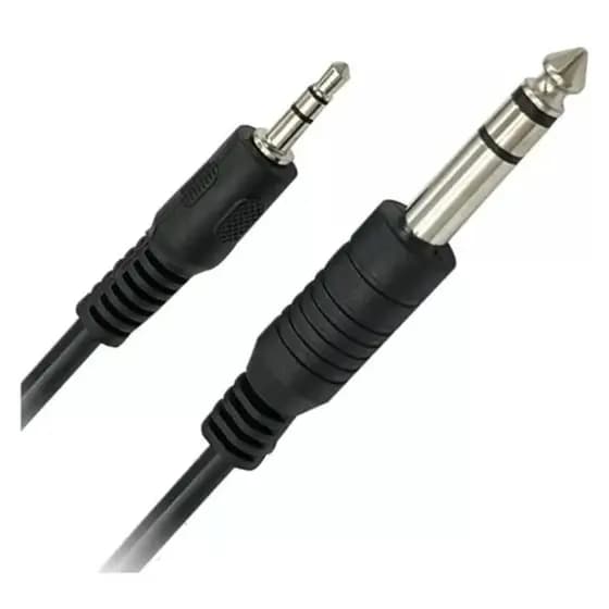 Cabo de Áudio Auxiliar P2 x P10 1.8 Metros Mono PC Amplificador Caixa Som