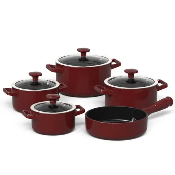 Jogo De Panelas Aura 5 Pcs - Marsala