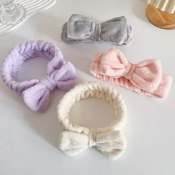 Faixa de Cabelo Lenço para Skin Care Laço Tiara Pelúcia