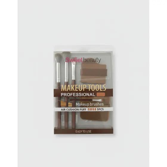 Kit 5 Pincel e Puff Kiss Lovely Chocolate – Macias e Práticas