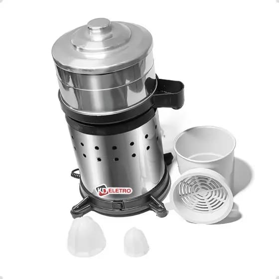 Espremedor Extrator Industrial em Inox Profissional Laranja Sucos Frutas Bivolt Cozinhas-