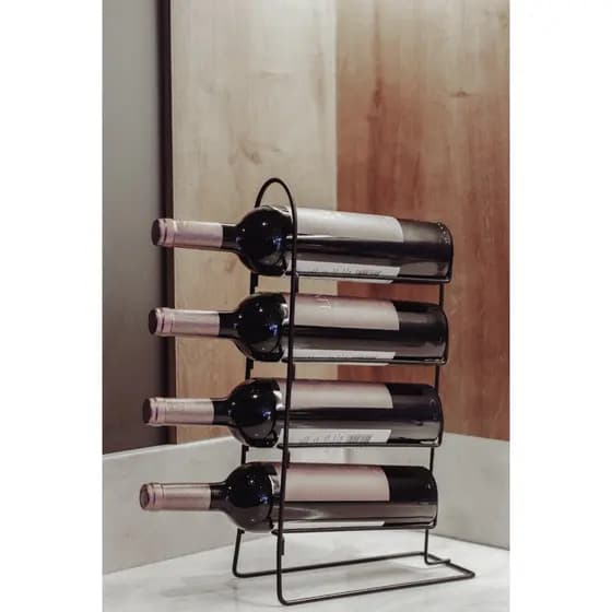 Suporte Adega 4 Garrafas de Vinho Luxo Aço Aramado Bancada Mesa Cozinha