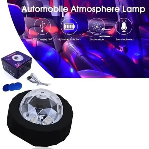 Mini Strobo Carro Giratório Luminária Led RGB D36 Portátil USB Controle De Voz Som Pronta Entrega