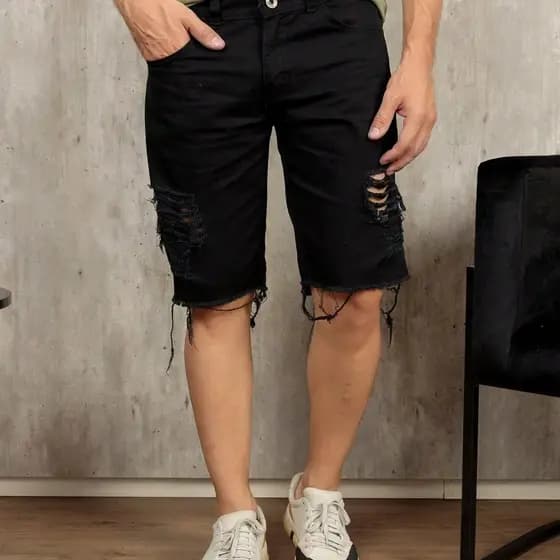 Shorts masculinos Jeans rasgados Estilo fashion