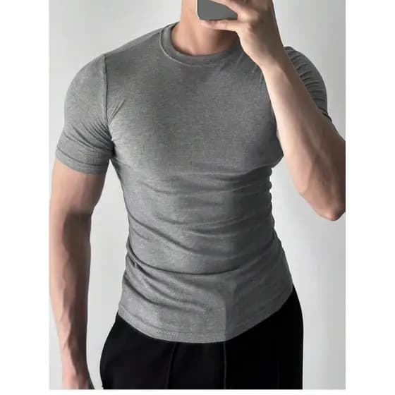 Camiseta canelada masculina estilo Americano..MODELO AJUSTE FINO Dia dos Pais